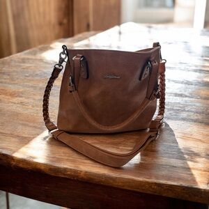 Chic Brown Leather Conceal Carry Shoulder Bag by Lady Conceal